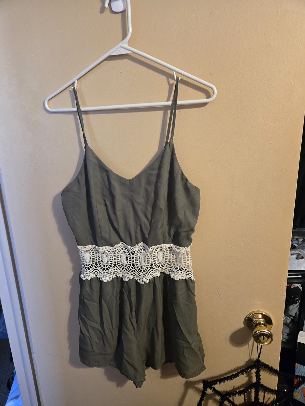Rue21 Gray Romper with White Lace Waist